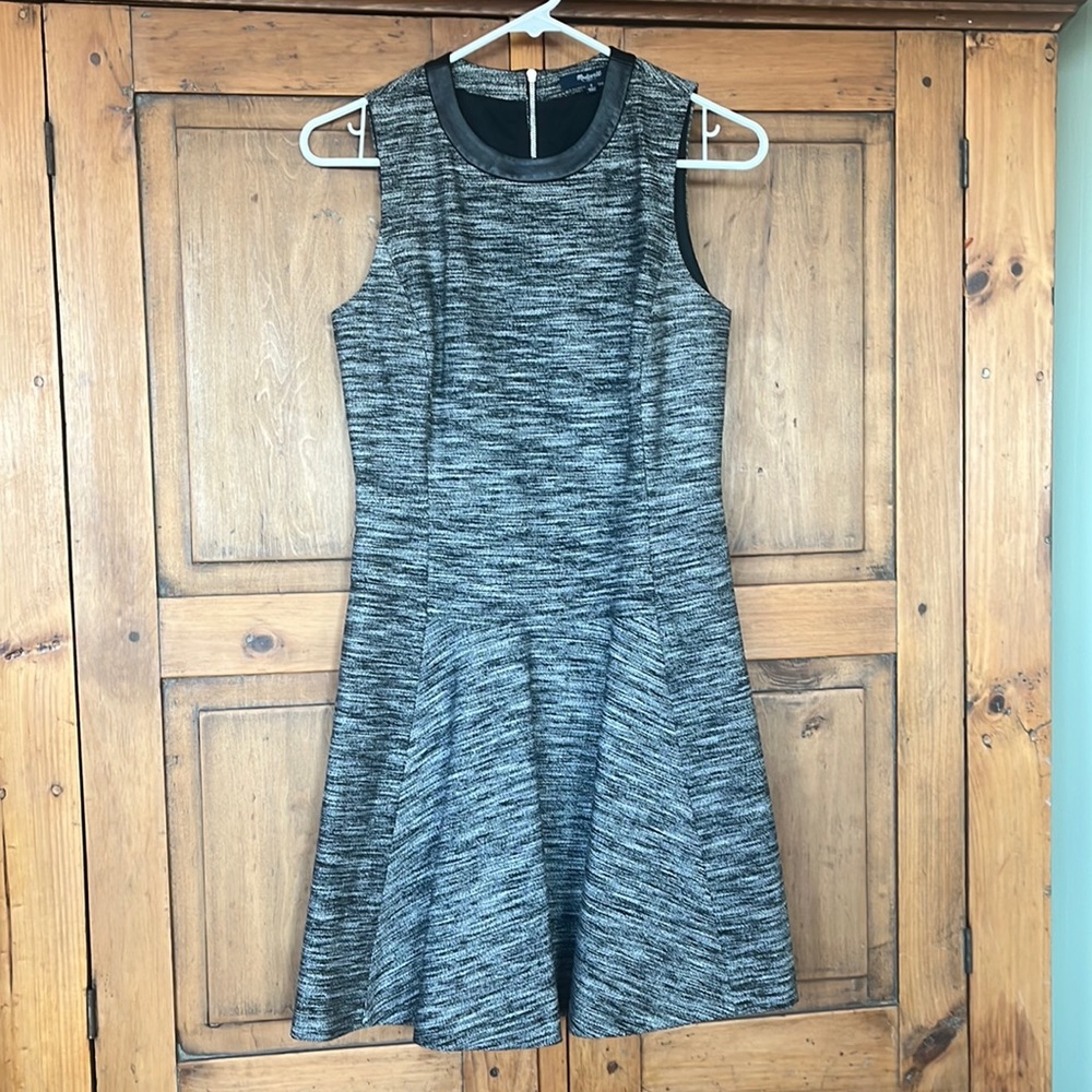 Madewell Tweed Dress with Leather Collar Size 2